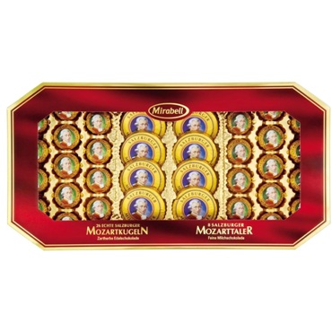 Главный приз - подарочный набор-ассорти шоколадных конфет Mozart Mirabell (600 г)!